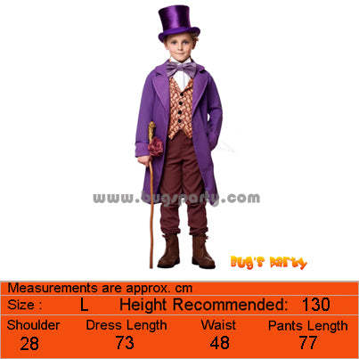 Willy Wonka Purple Kids Costume