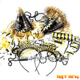New Year Eve party horns, hats, tiaras
