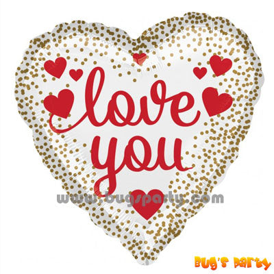 White color heart shaped i love you balloon