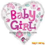 Heart shaped baby girl helium balloon