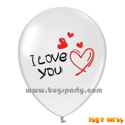 white color I love you message balloon