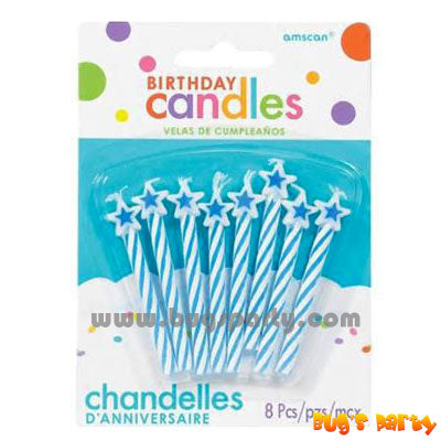Baby blue color star tops candle with stripes