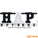 Black and White Prismatic Happy Birthday Letter Banner