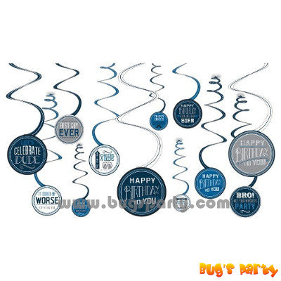 Vintage Happy Birthday Swirl Decorations