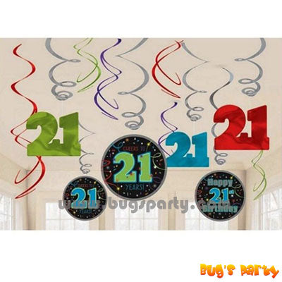 21st Birthday Swirls Deco