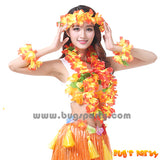 orange color Hawaiian Luau Leis set