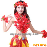 red color Hawaiian Luau Leis set