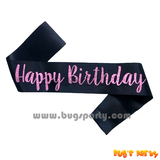 black color sash with pink Birthday