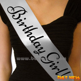 Silver color birthday sash