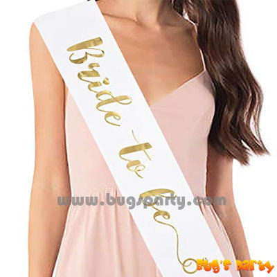 White Color Bride To Be Sash