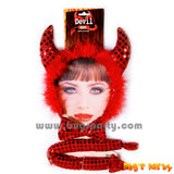 3 pieces Devil accessories, headband, bow tie, and devil tail.