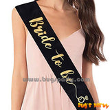 Black color Bride To Be Sash, Diamond Ring