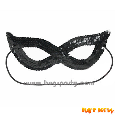 sequin black masquerade cat mask