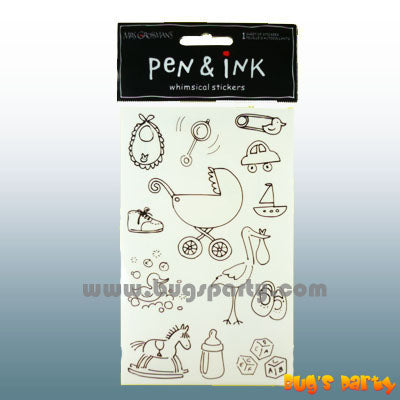 Pen Ink Baby Stickers