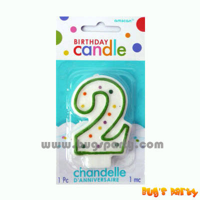 Number 2 Polka Dots Candle