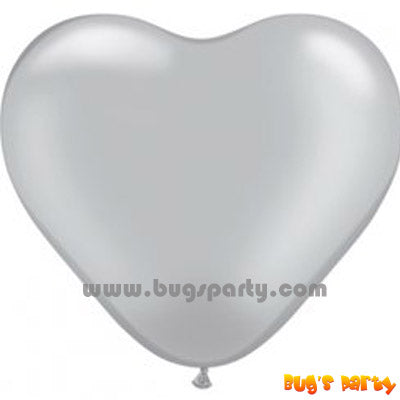 Balloon Latex Silver Hrt