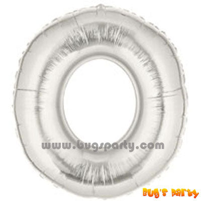 Number 0 Shaped Silver Color Balloon