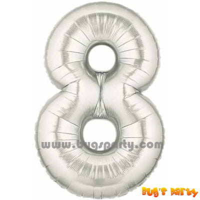 Number 8 Shaped Silver Color Balloon