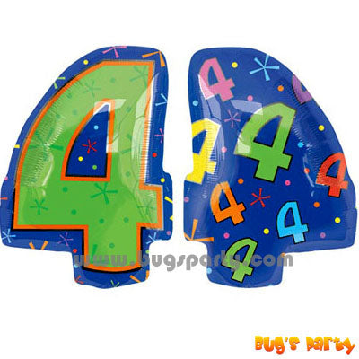 Multicolor Number 4 Balloon
