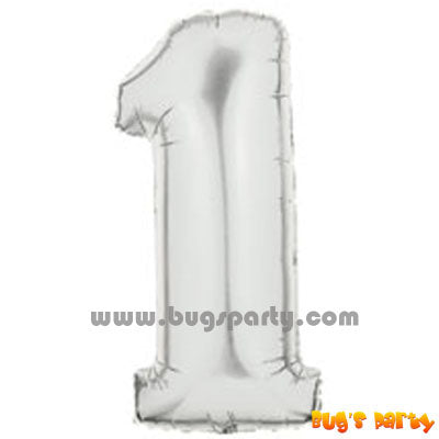 Number 1 Shaped Silver Color Balloon