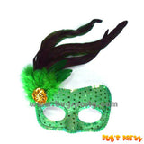 Green Sequin feather mask, masquerade party