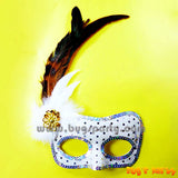 White Sequin feather mask, masquerade party