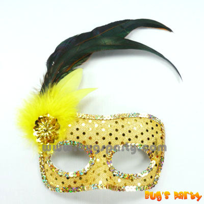 Gold Sequin feather mask, masquerade party