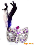 Feather Mask Purple Silver