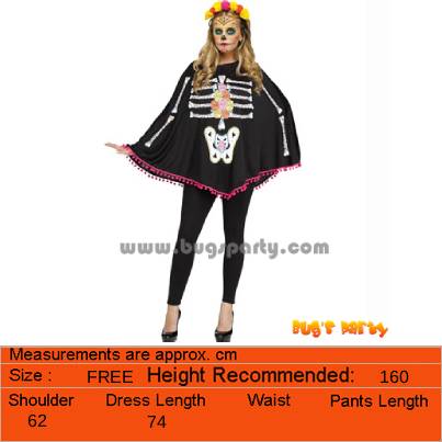 Halloween Costume Skeleton Poncho