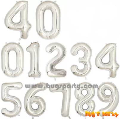 Silver Color Number Shaped Balloon
