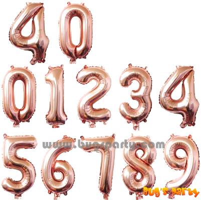 Rose Gold Color Number Shaped Balloon