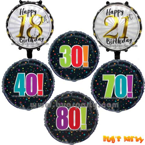 Milestone Birthday Balloon, 18th, 21st, 30th, 40th, 70th, 80th