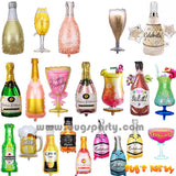 Champagne, Wine Bottles, Toss Glasses shaped Balloon