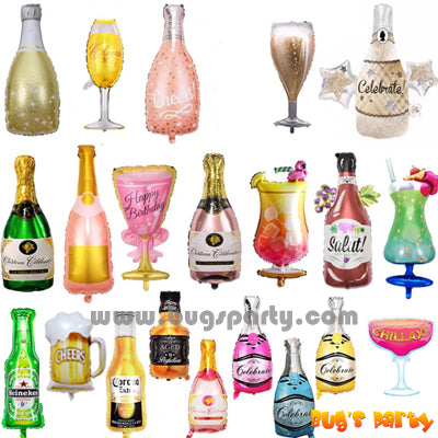 Champagne, Wine Bottles, Toss Glasses shaped Balloon