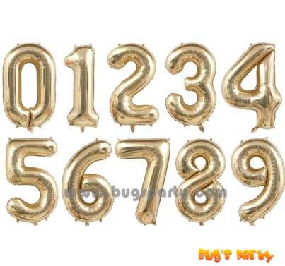 Champagne Color Numbers Shaped Balloon