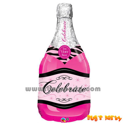 Pink Champagne bottle shaped balloon