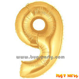 Number 9 Shaped Gold Color Balloon