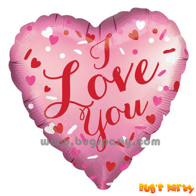 Satin Pink I Love You heart shaped balloon
