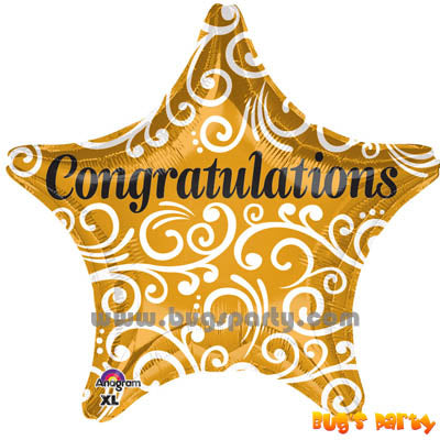 Gold color star shaped Congratulation balloon