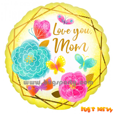 Love You Mom flower and butterfly balloon