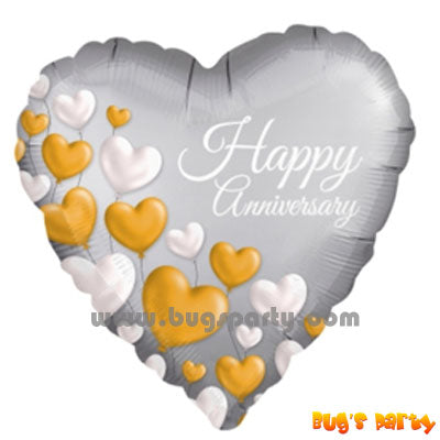 Happy Anniversary Heart Shaped Balloon, Silver