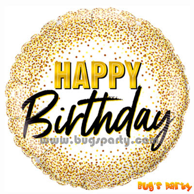 gold confetti happy birthday helium balloon