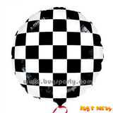 black and white chequered flag helium balloon