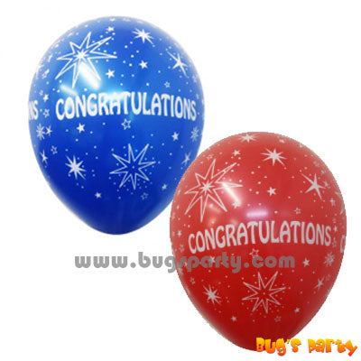 red and blue color congratulations balloons