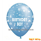 Birthday boy latex balloon, baby blue color and helium quality