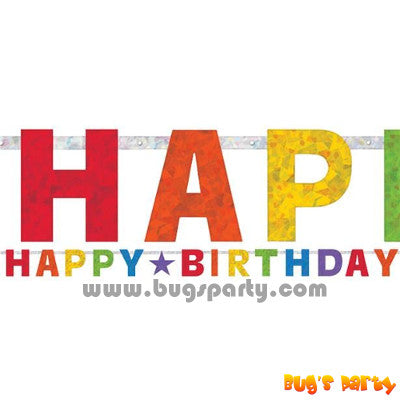 Prismatic paper rainbow color Happy Birthday letter banner