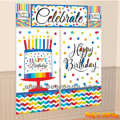 Bright color Happy Birthday banner scene setter