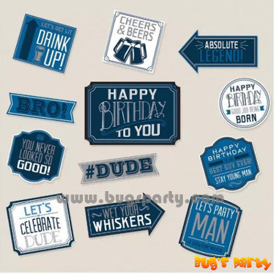 Vintage good old day birthday cutouts decorations