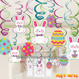Easter bunny eggs hanging swirls decoration