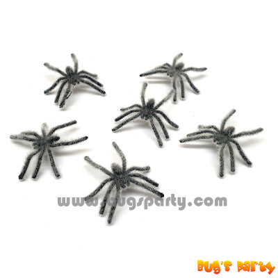 mini hairy fake spiders for Halloween